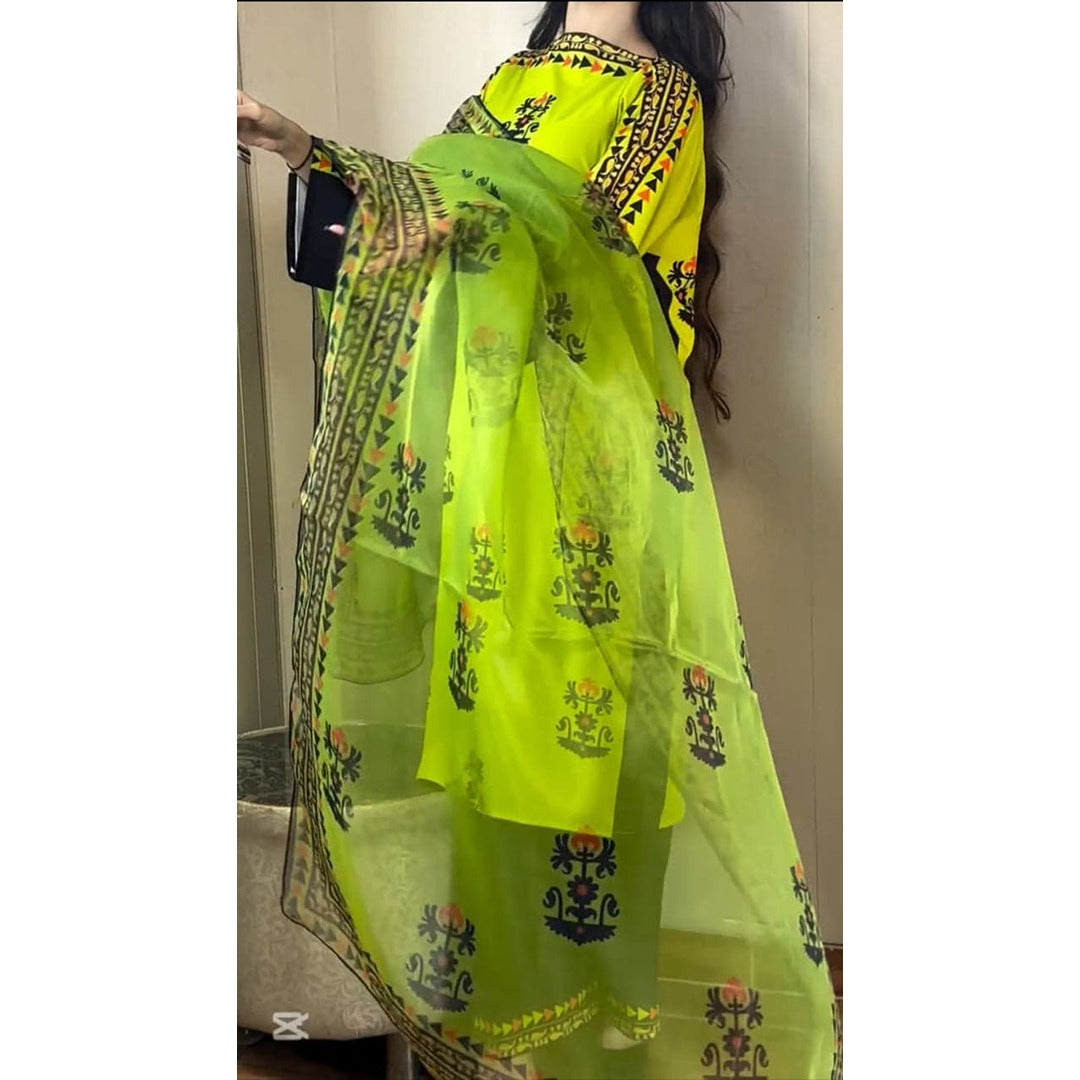 ZEST TRIBAL 3PCS SET WITH CHAFFON DUPATTA