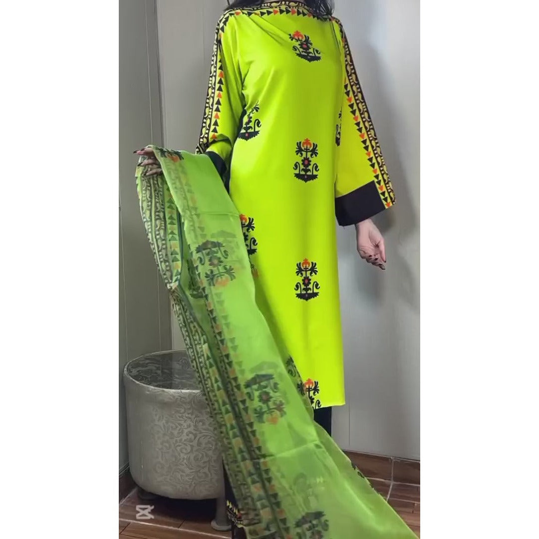 ZEST TRIBAL 3PCS SET WITH CHAFFON DUPATTA