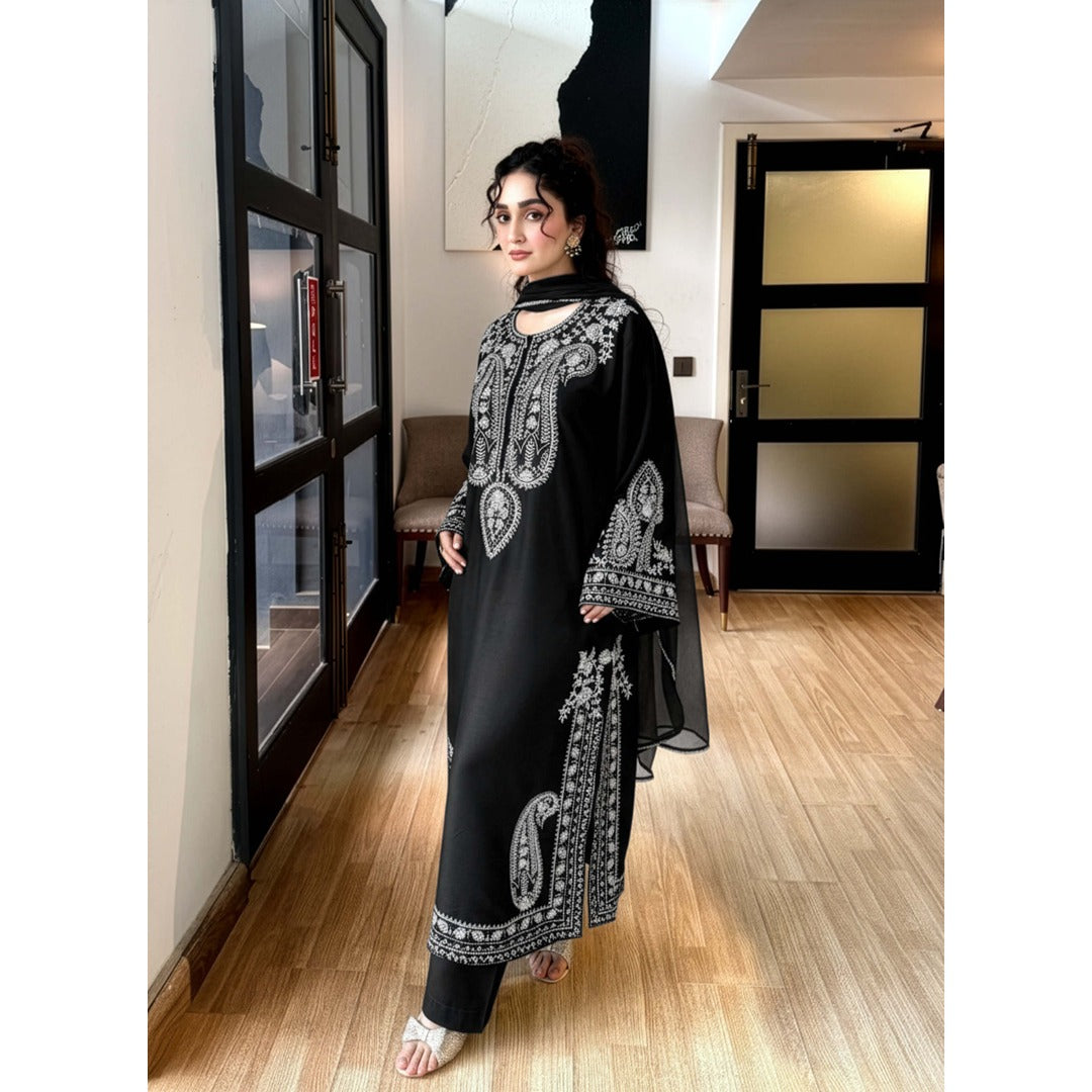 Aafreen Embroidered 3pc - Black