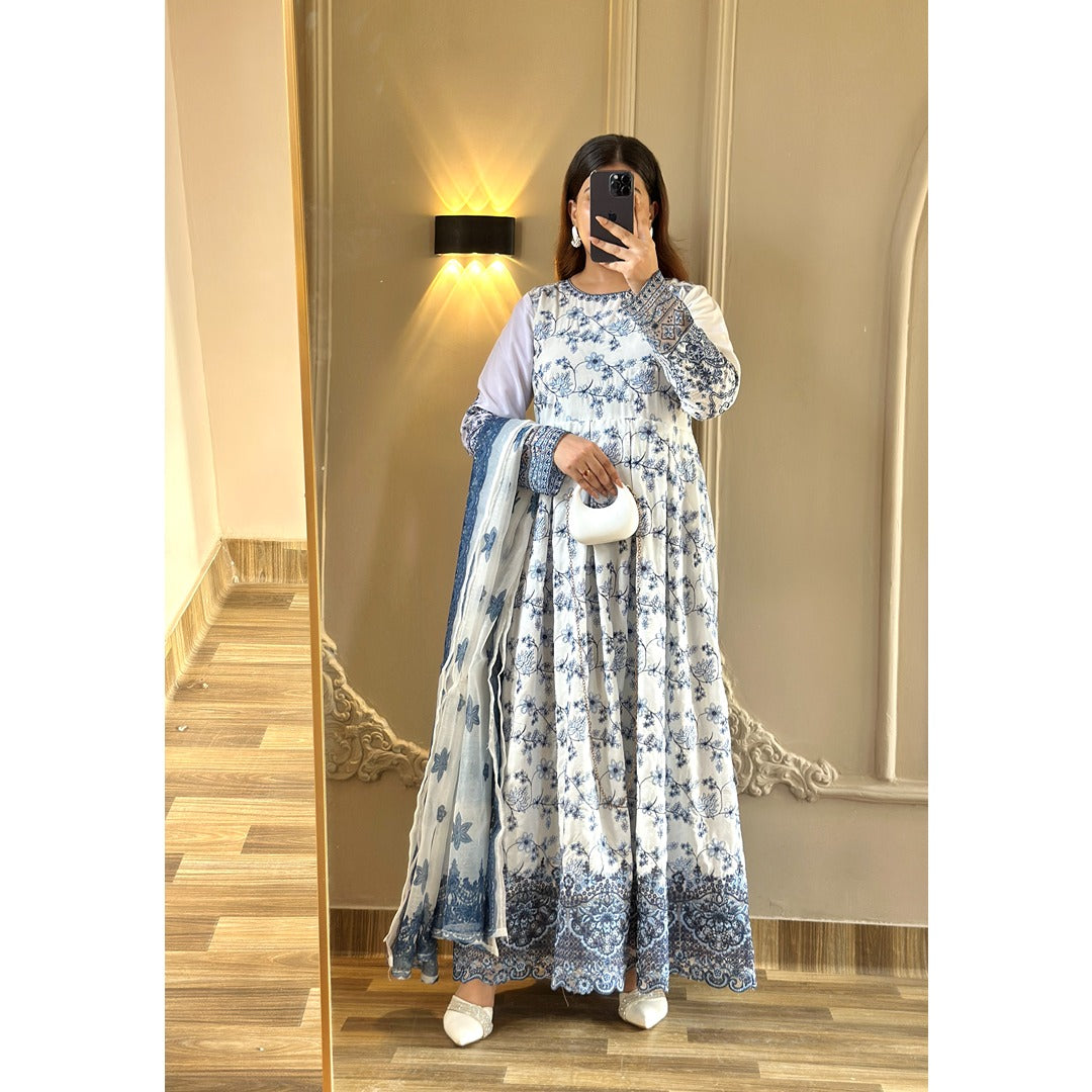 BLUE MAXI 3 PC EMBROIDERED