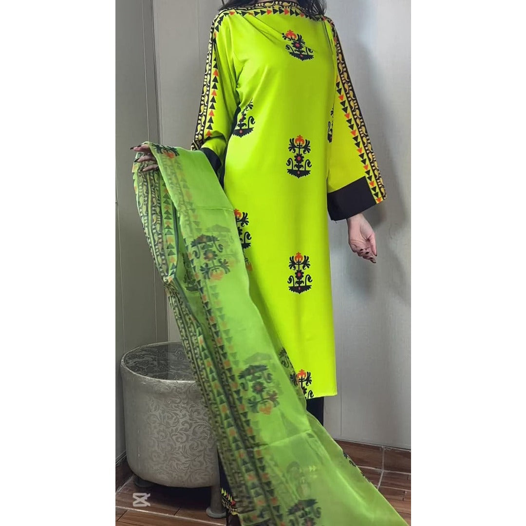 ZEST TRIBAL 3PCS SET WITH CHAFFON DUPATTA