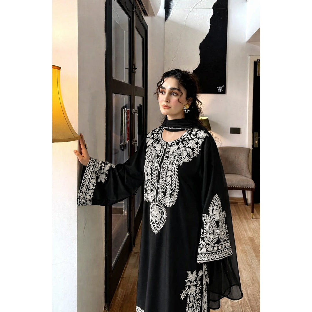Aafreen Embroidered 3pc - Black