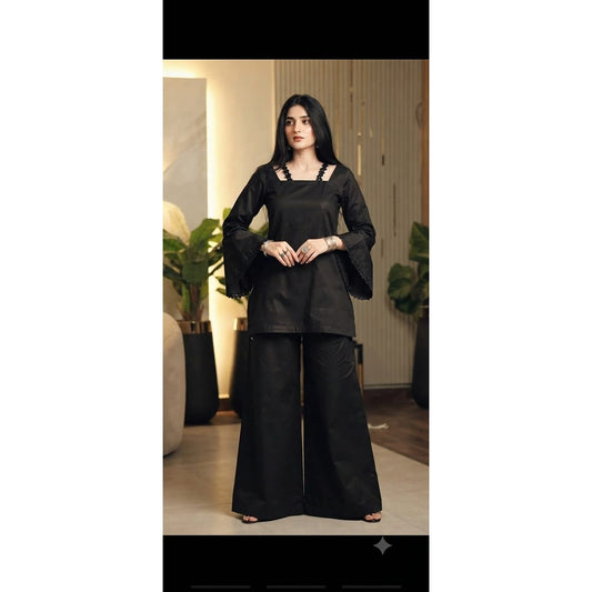 Kaala Jora – Elegant 2-Piece Solid Black Co-Ord Set