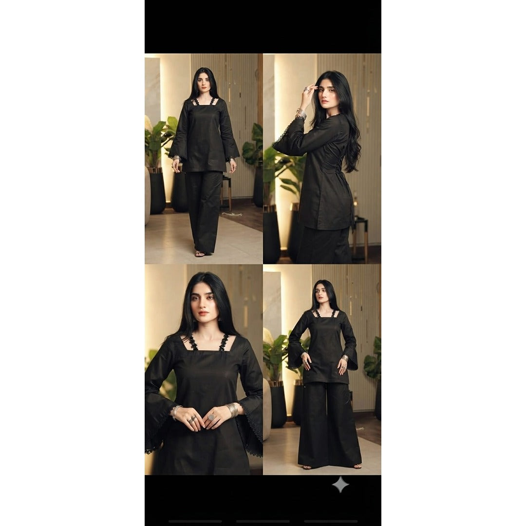 Kaala Jora – Elegant 2-Piece Solid Black Co-Ord Set