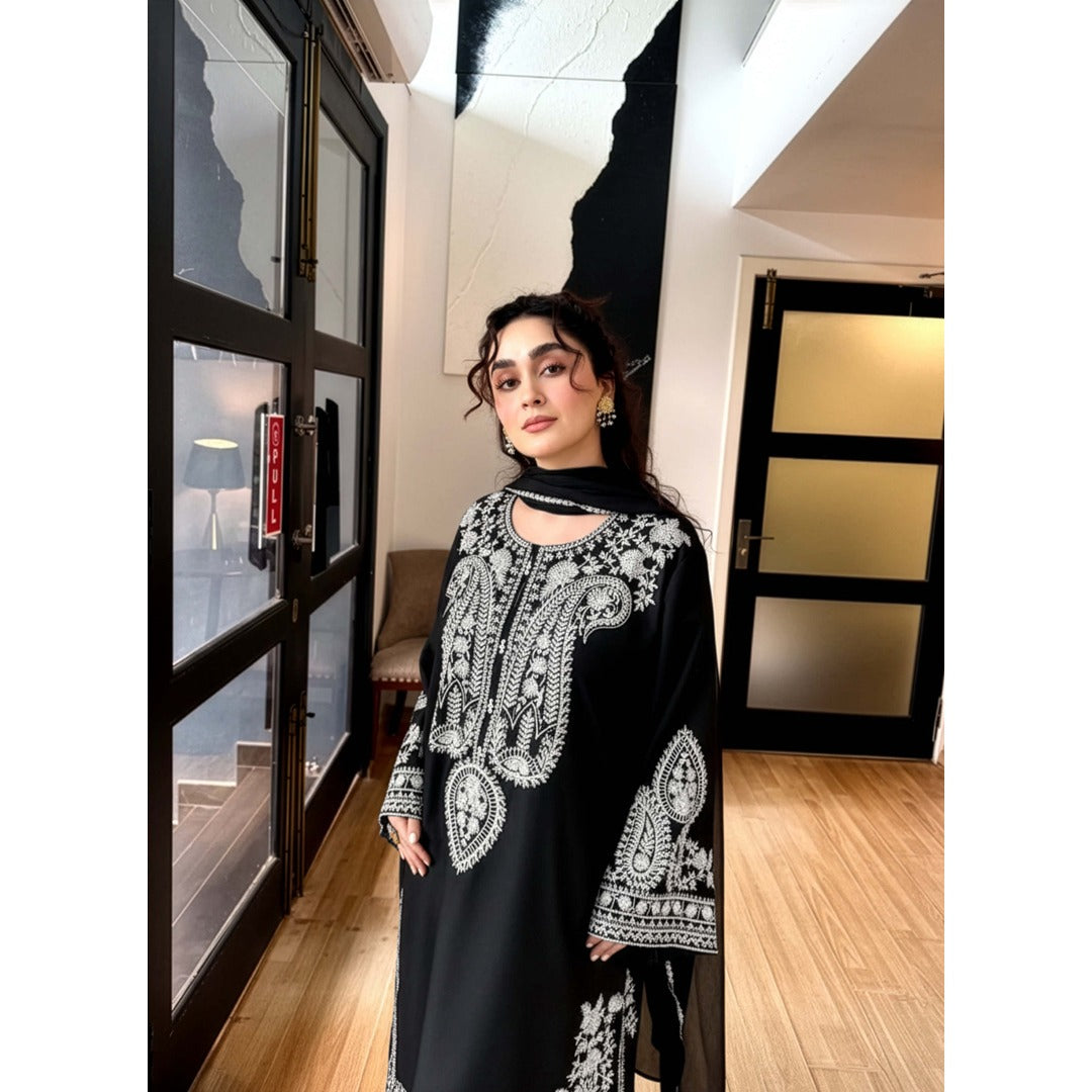 Aafreen Embroidered 3pc - Black
