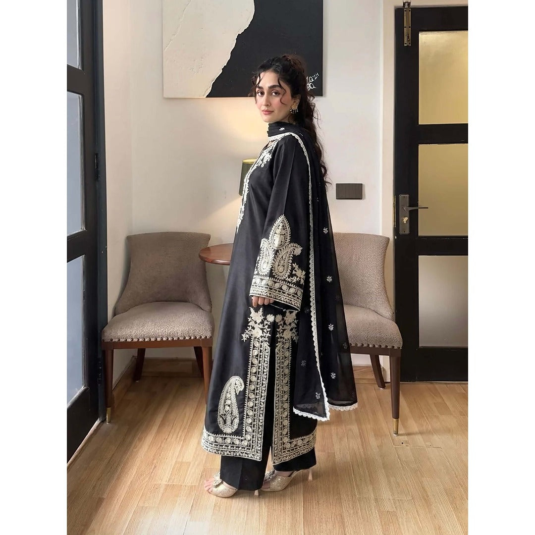 Aafreen Embroidered 3pc - Black