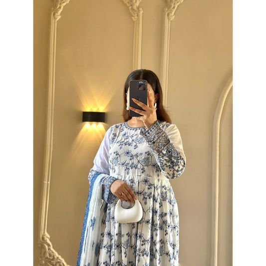 BLUE MAXI 3 PC EMBROIDERED